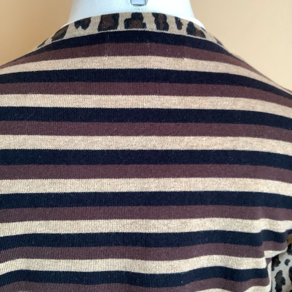 JONES NEW YORK Brown Leopard Cotton Knit Cardigan Size M - Picture 9 of 14